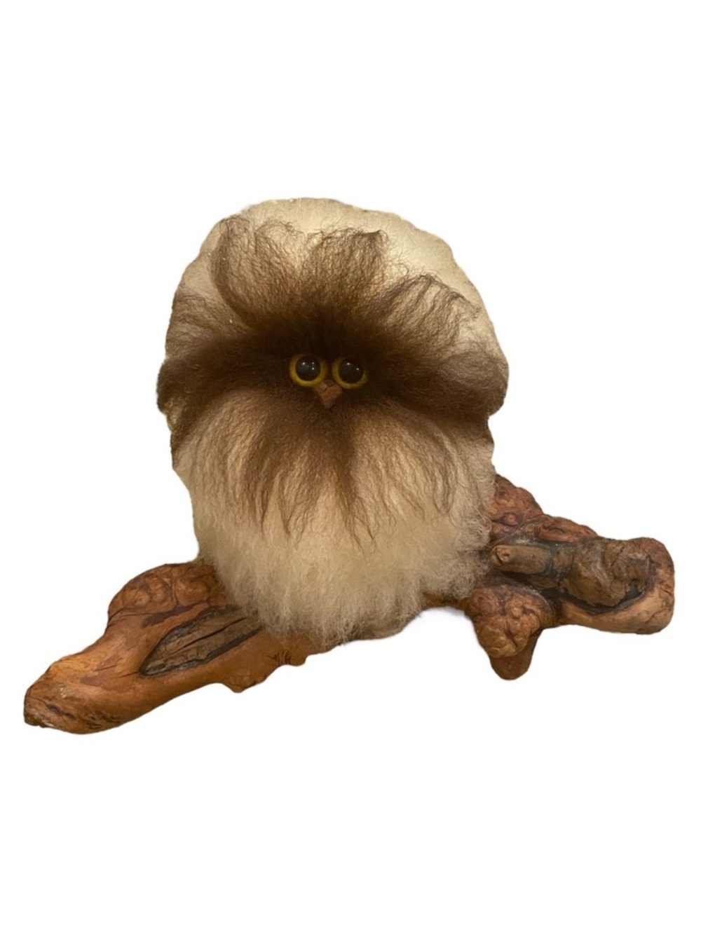 Fluffy Brown & Cream Owl Figurine Plush